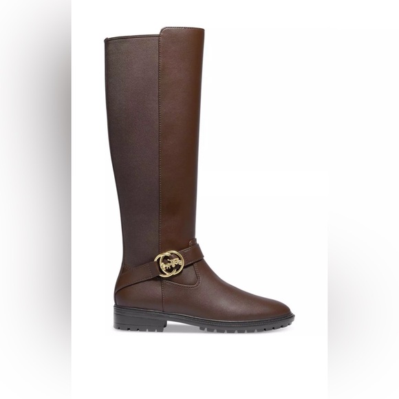 New COACH Women’s Boots Farrah Leather Walnut Brown Knee Length Size 8.5 M - Picture 1 of 3